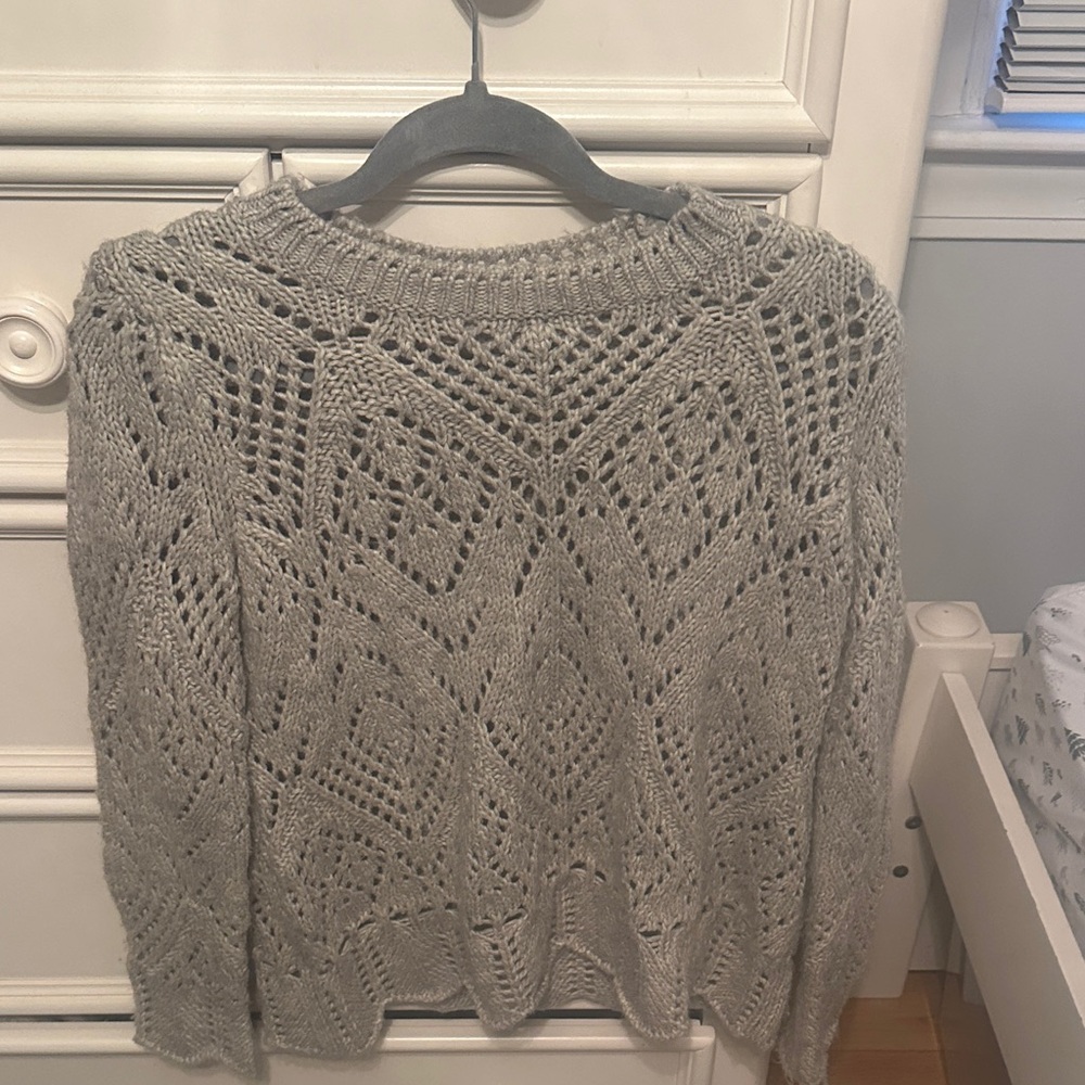LOFT Textured Knit Sweater in Gray